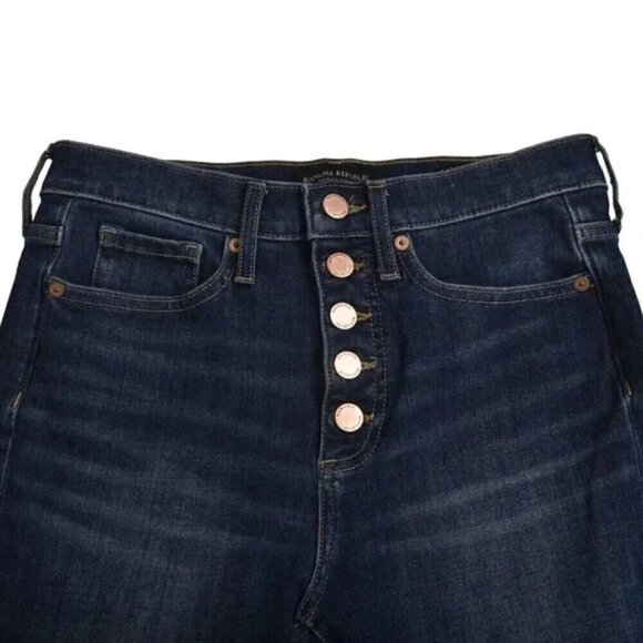 Banana Republic Premium High Rise Skinny Button Front Jeans Dark Wash Size 26 - Picture 9 of 12
